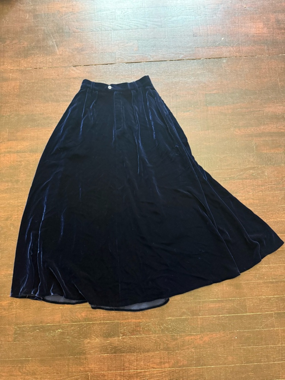 Ralph Lauren Midnight Blue Y2K Velvet Maxi Skirt